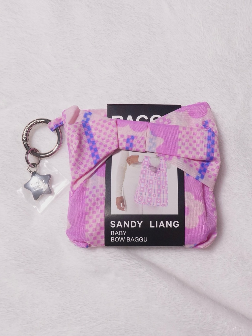 Baggu x Sandy Liang BABY BOW BAGGU - MARKET PLAID PINK - NWT